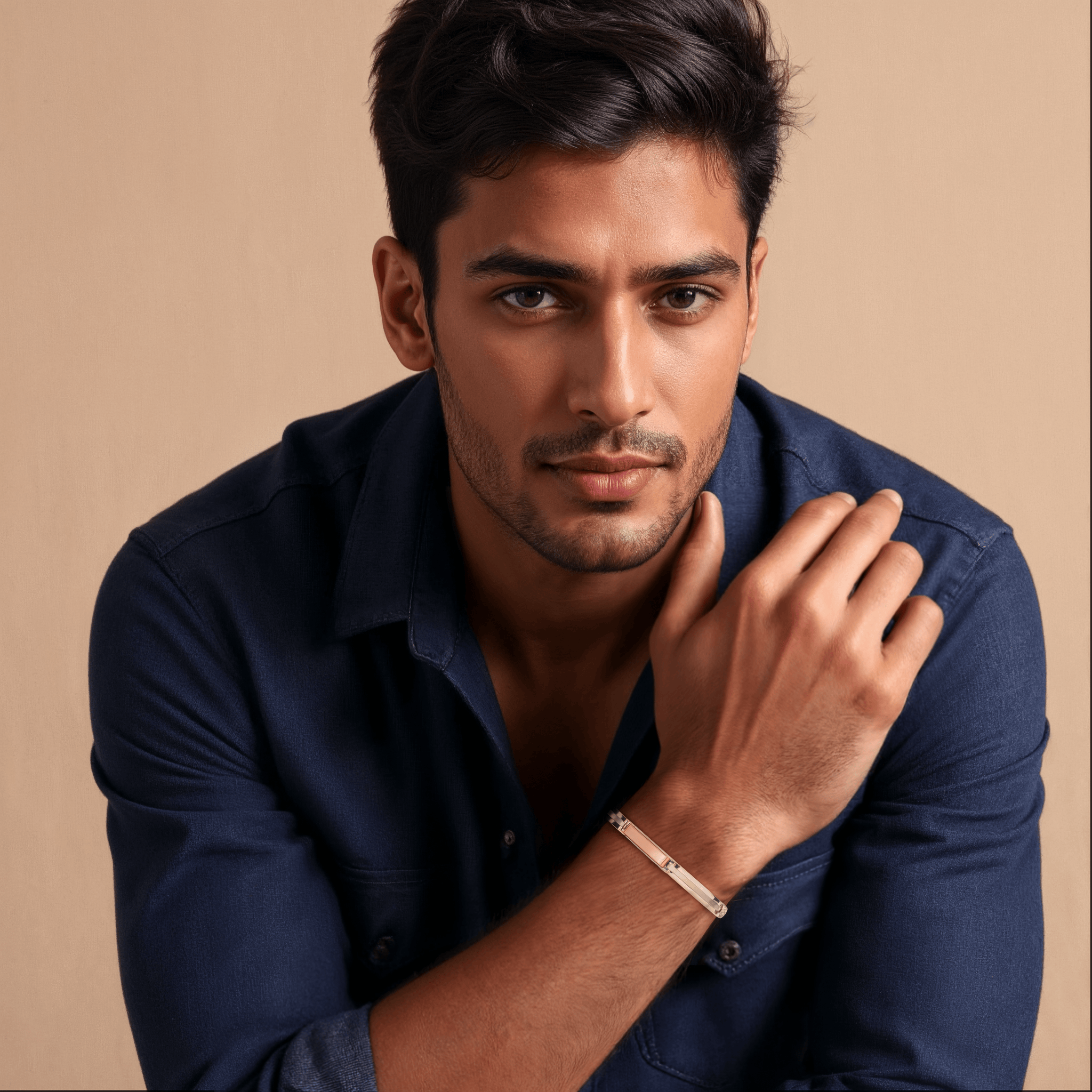 Jewelove™ Bangles & Bracelets Men of Platinum | Rose Gold Hi-Polish & Matte Finish Bracelet  for Men JL PTB 1206