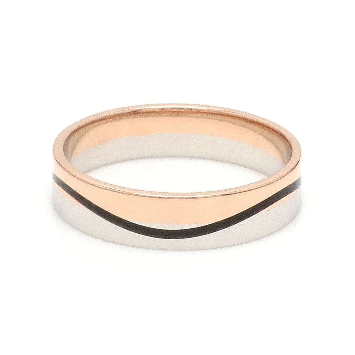 Jewelove™ Rings Men's Band only Men of Platinum | Rose Gold with Black Enamel Fusion Ring for Men JL PT 1082