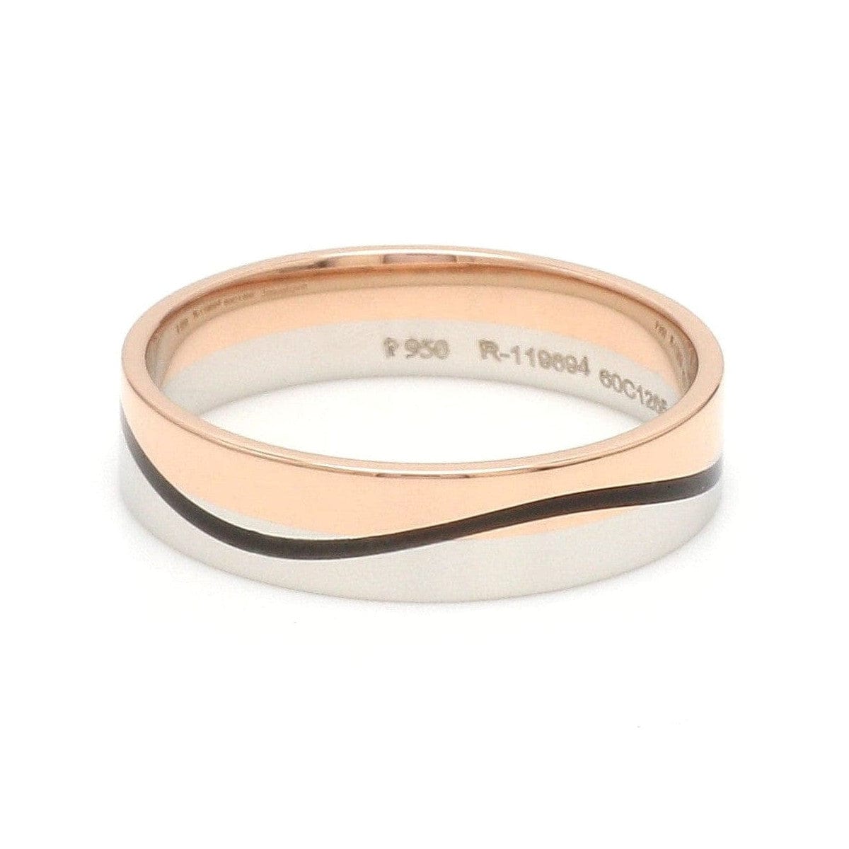 Jewelove™ Rings Men's Band only Men of Platinum | Rose Gold with Black Enamel Fusion Ring for Men JL PT 1082