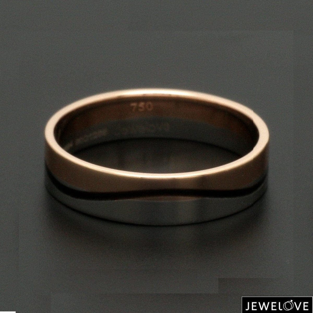 Jewelove™ Rings Men's Band only Men of Platinum | Rose Gold with Black Enamel Fusion Ring for Men JL PT 1082