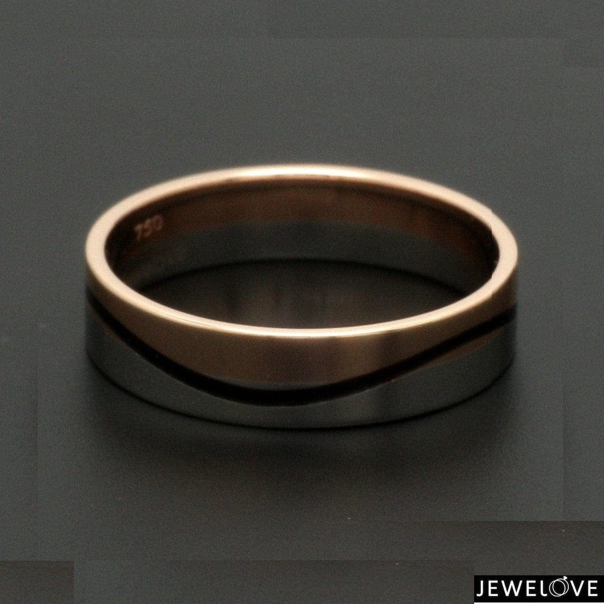 Jewelove™ Rings Men's Band only Men of Platinum | Rose Gold with Black Enamel Fusion Ring for Men JL PT 1082