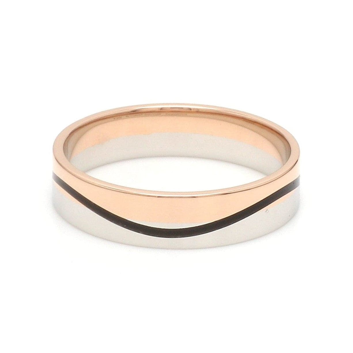 Jewelove™ Rings Men's Band only Men of Platinum | Rose Gold with Black Enamel Fusion Ring for Men JL PT 1082