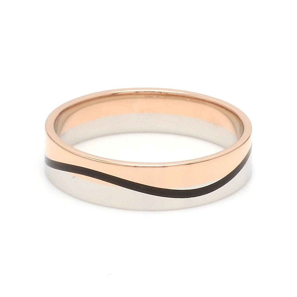Jewelove™ Rings Men's Band only Men of Platinum | Rose Gold with Black Enamel Fusion Ring for Men JL PT 1082