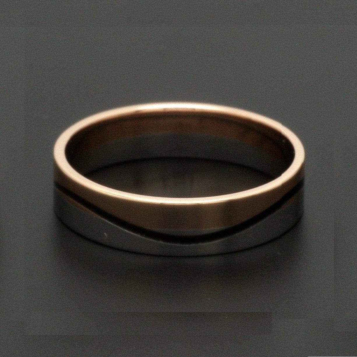 Jewelove™ Rings Men's Band only Men of Platinum | Rose Gold with Black Enamel Fusion Ring for Men JL PT 1082