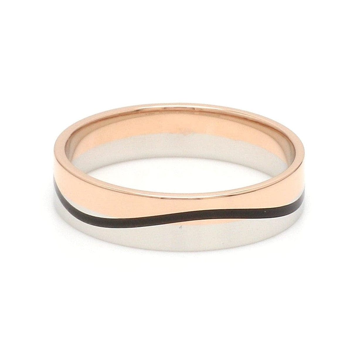 Jewelove™ Rings Men's Band only Men of Platinum | Rose Gold with Black Enamel Fusion Ring for Men JL PT 1082