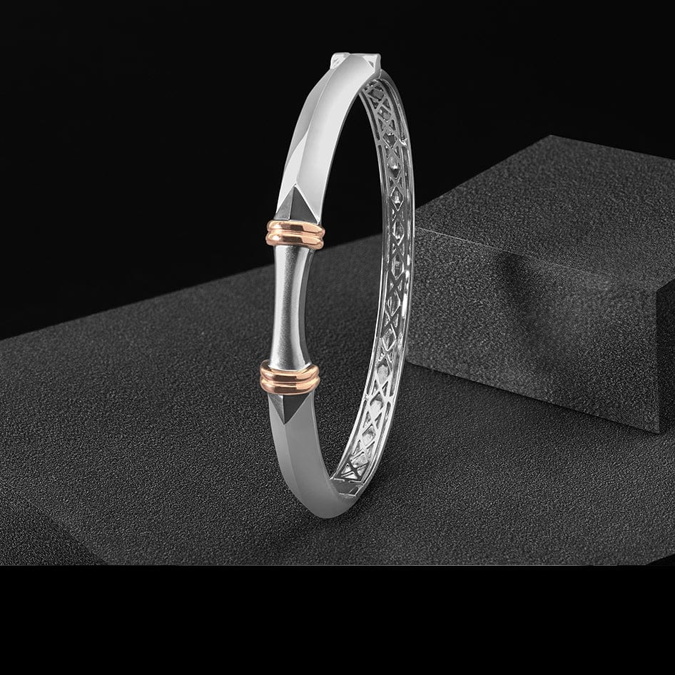 Jewelove™ Bangles & Bracelets Men of Platinum | Sculpted Openable Kada with a touch of Rose Gold JL PTB 732
