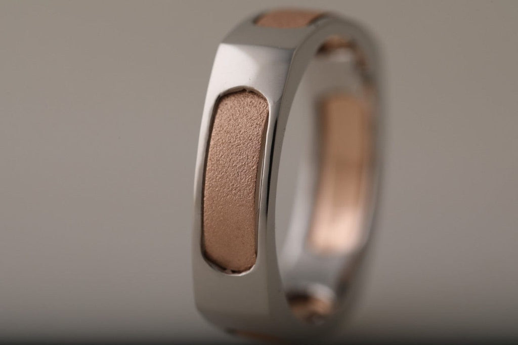 Jewelove™ Rings Men's Band only Men of Platinum | Square Profile Rose Gold Platinum Ring JL PT 688-RG