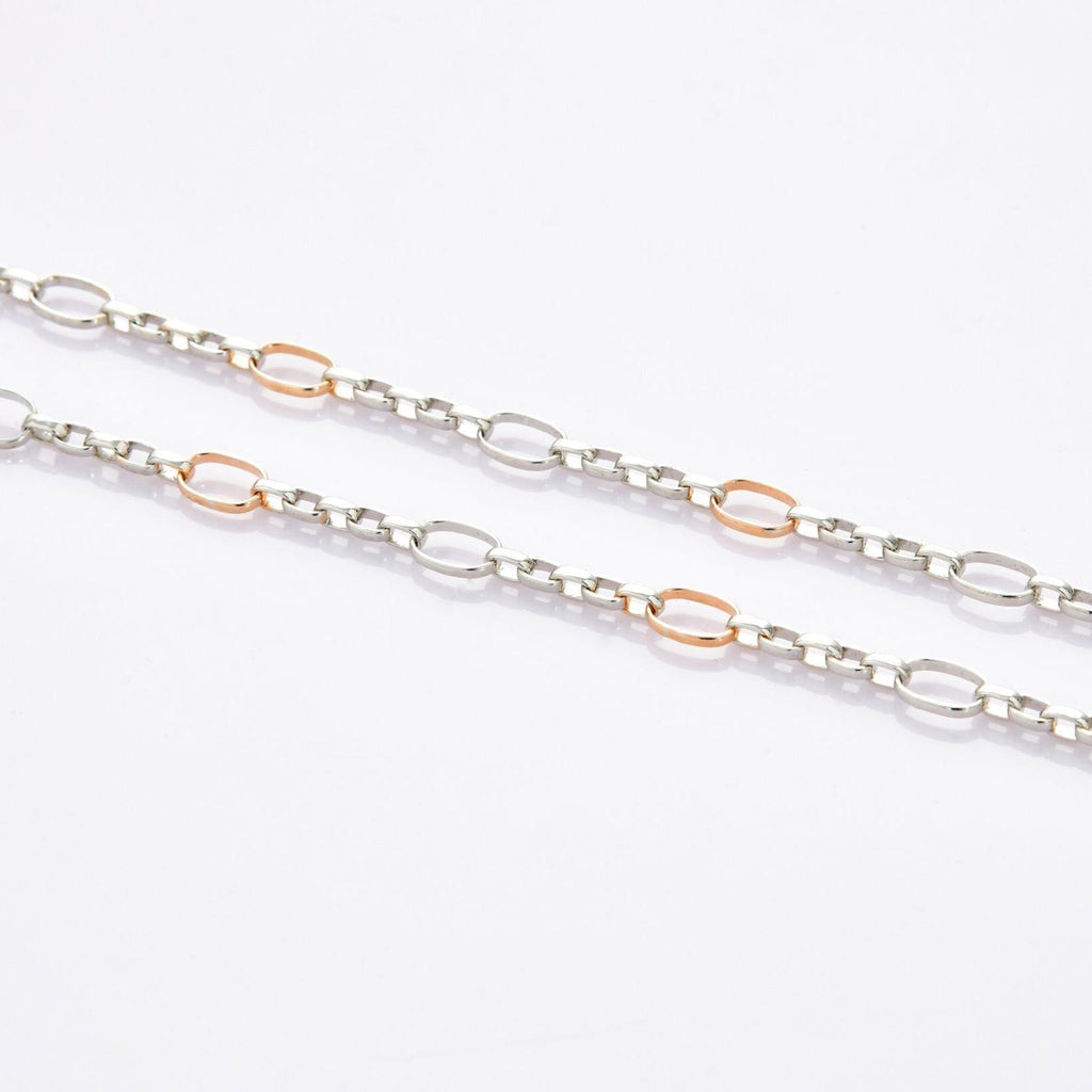 Jewelove™ Chains Men's Linked Platinum Chain with Rose Gold in Between JL PT CH 889