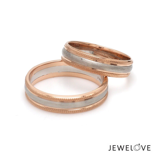 Jewelove™ Rings Milgrain Edge Platinum & Rose Gold Couple Rings JL PT 636-A