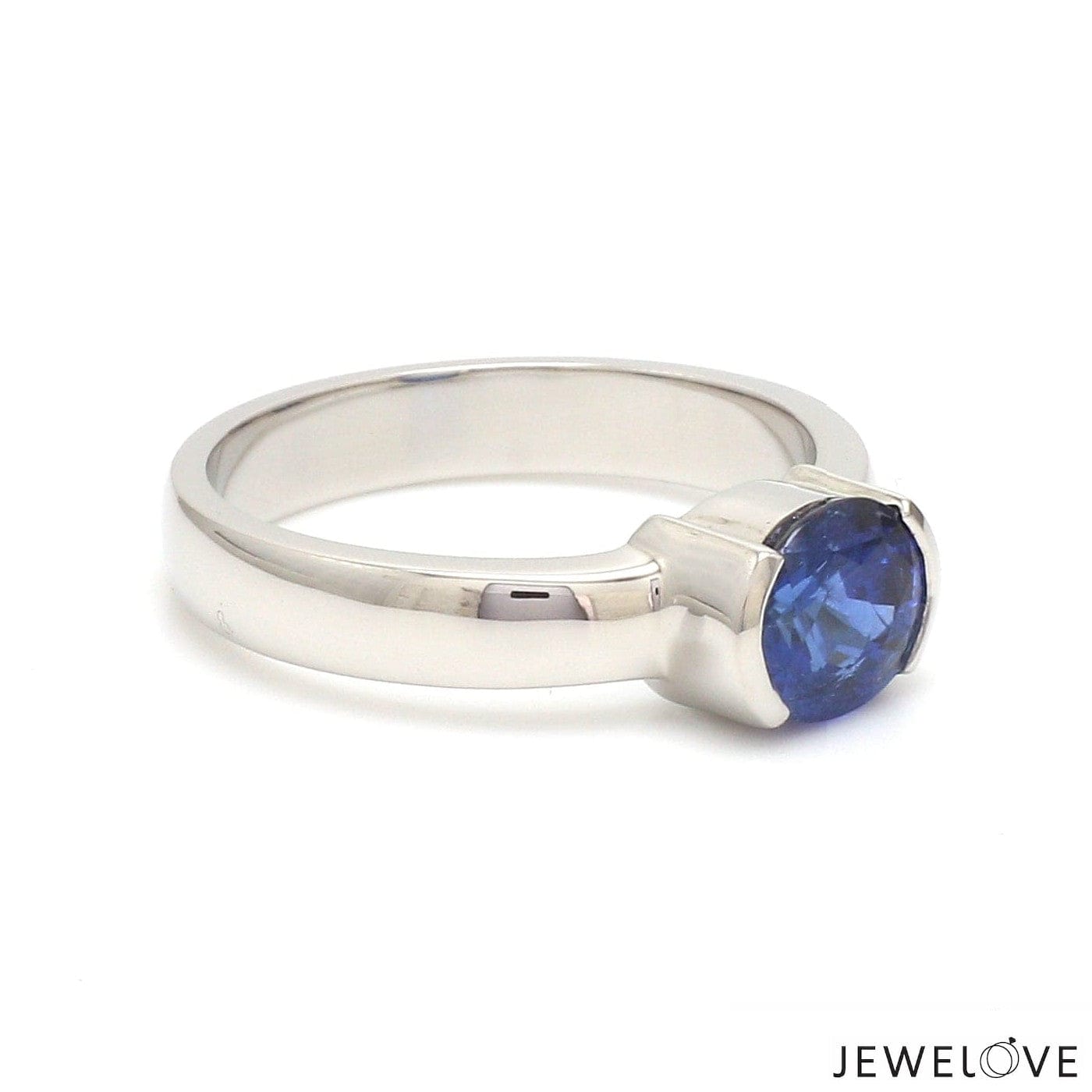 Jewelove™ Rings Men's Band only Natural Blue Sapphire Platinum Ring JL PT 1354
