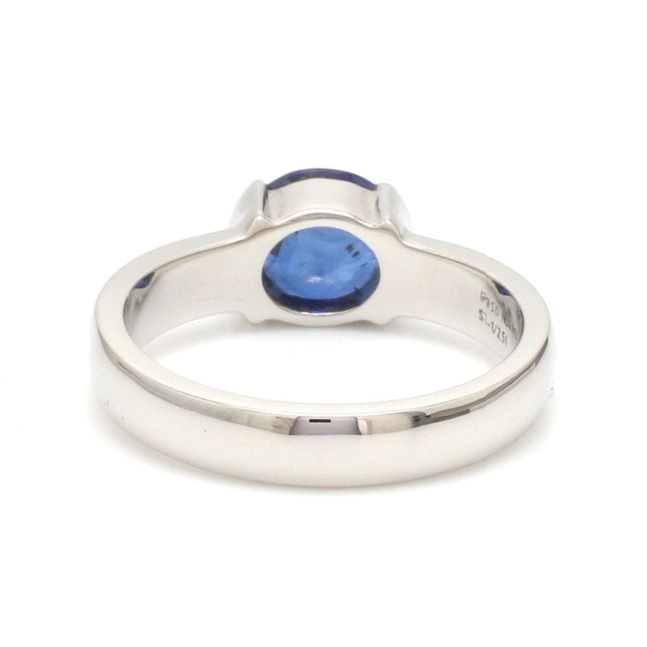 Jewelove™ Rings Men's Band only Natural Blue Sapphire Platinum Ring JL PT 1354