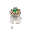 Jewelove™ Rings Women's Band only Natural Emerald Oval Cut with Fancy & Round Diamond 18k Gold Ring JL AU AIS0423