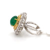 Jewelove™ Rings Women's Band only Natural Emerald Oval Cut with Fancy & Round Diamond 18k Gold Ring JL AU AIS0423