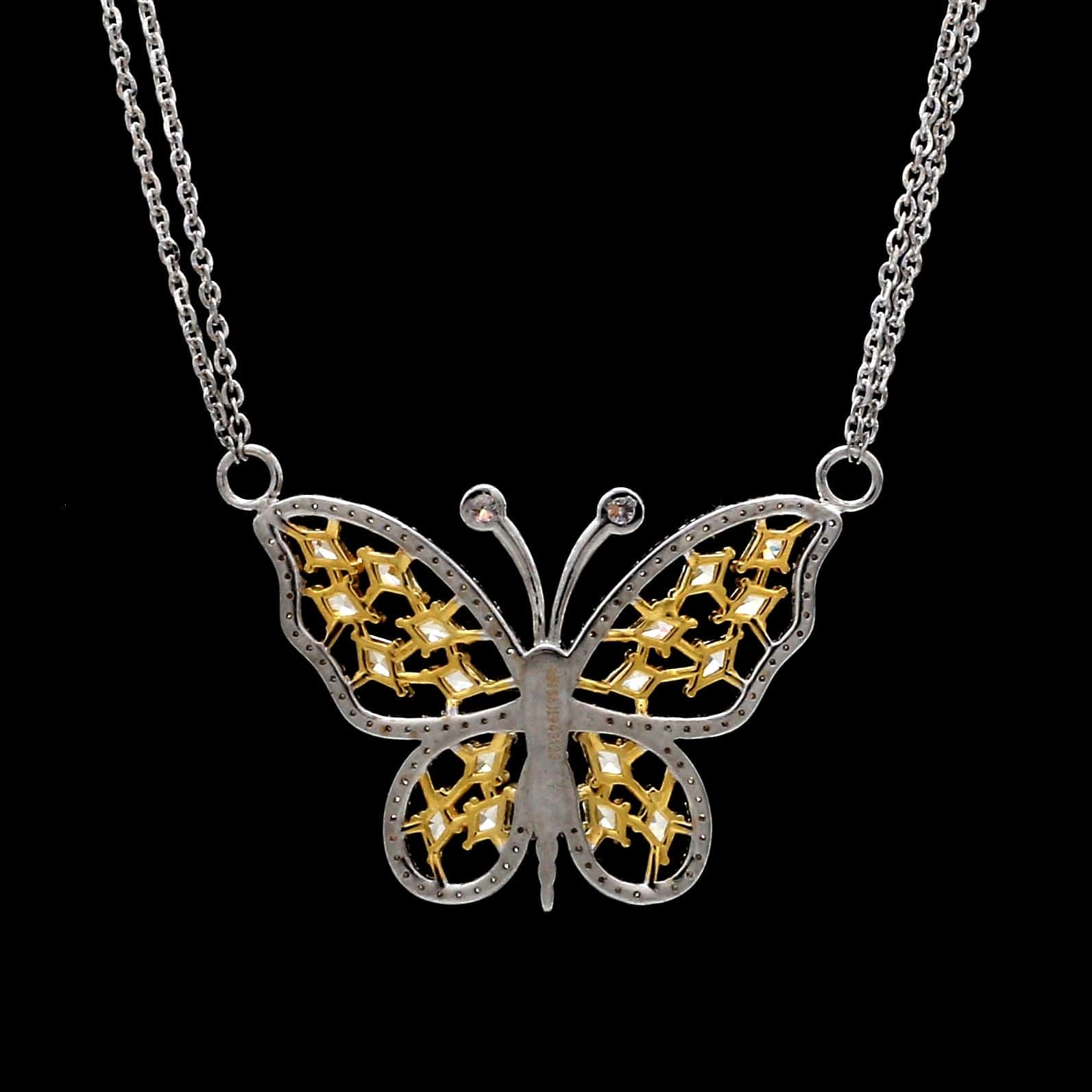 Diamond Butterfly Necklace, 18K White Gold - Nazar's & Co. Jewelers