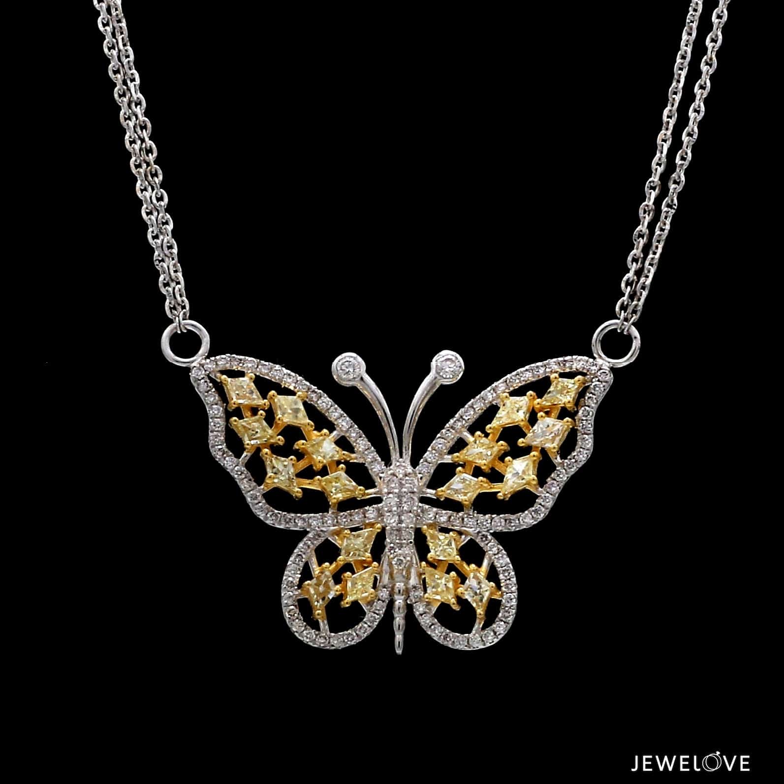 Natural Fancy Color Yellow Diamond Butterfly Pendant Chain for Women JL AU YD 101