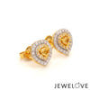 Jewelove™ Earrings Natural Fancy Color Yellow Diamond  Heart Shape Double Halo 18K Gold Earrings  JL AU E 335Y