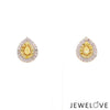 Jewelove™ Earrings Natural Fancy Color Yellow Diamond  Pear Shape Double Halo 18K Gold Earrings  JL AU 336Y