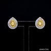 Jewelove™ Earrings Natural Fancy Color Yellow Diamond  Pear Shape Double Halo 18K Gold Earrings JL AU E 336Y