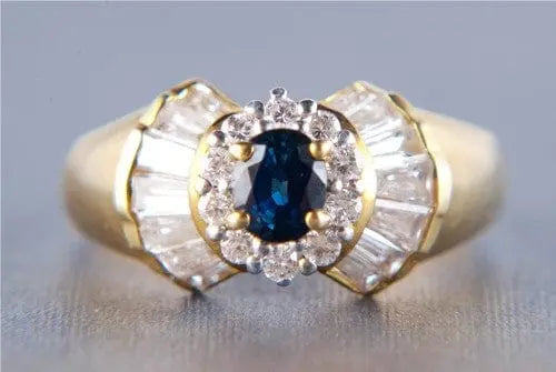 Classic Blue Sapphire Diamond Ring - Jaipur Jewels