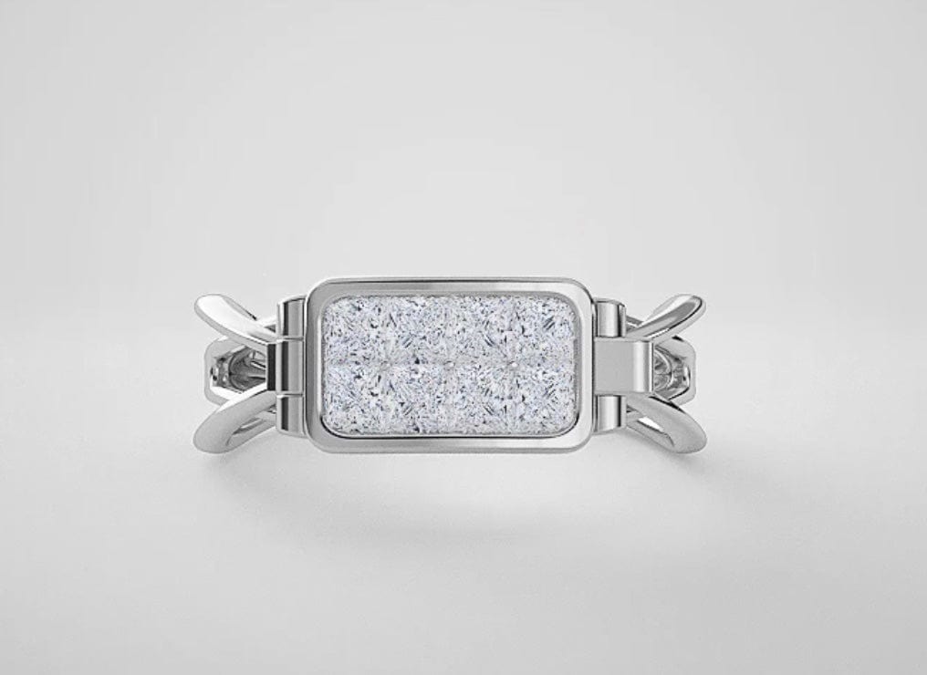 Jewelove™ Rings Men's Band only Openable 18K White Gold Ring with Princess Cut Diamonds JL PT 1032