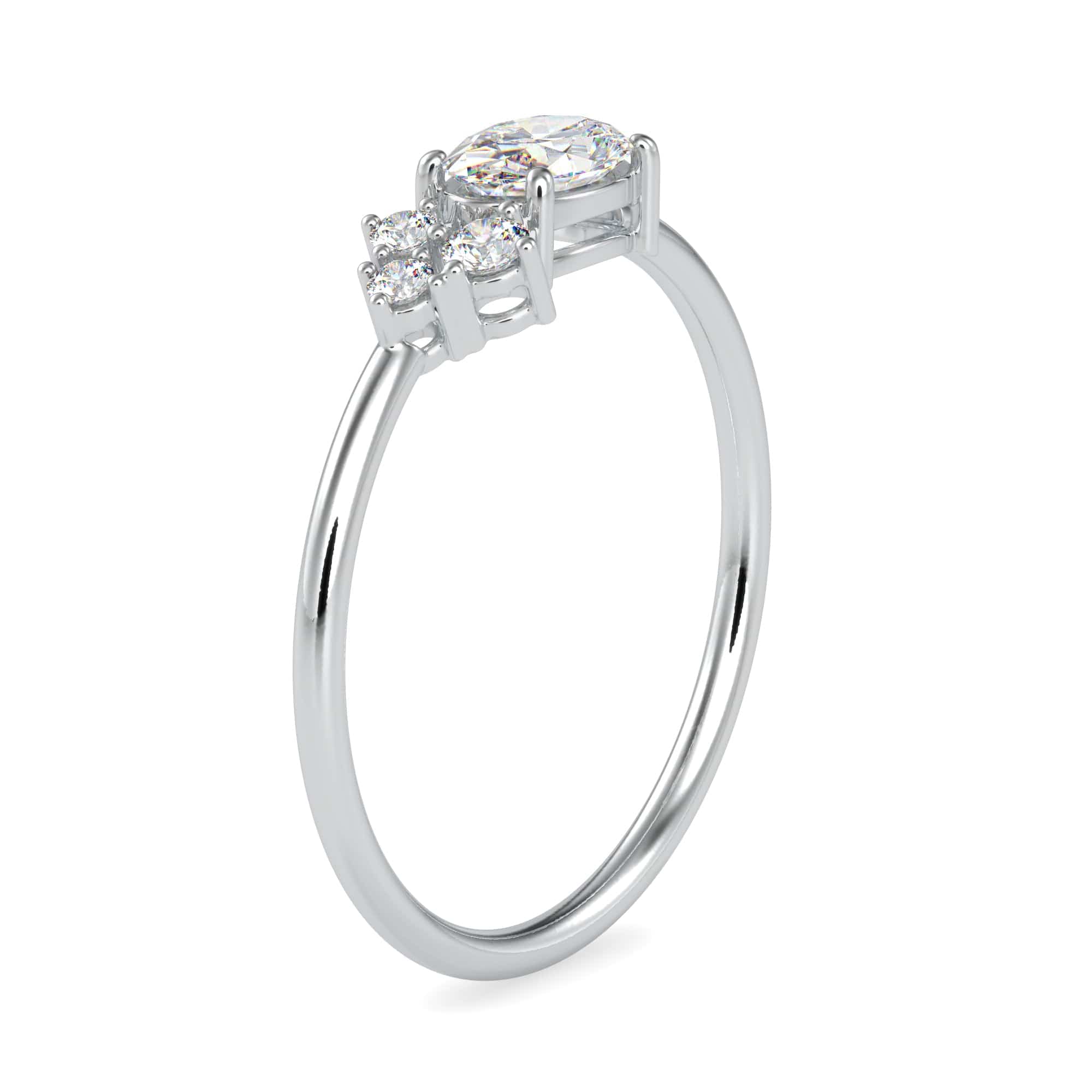Jewelove™ Rings VS I / Women's Band only Oval Cut Solitaire with Round Brilliant Cut Diamond Platinum Ring JL PT 0687