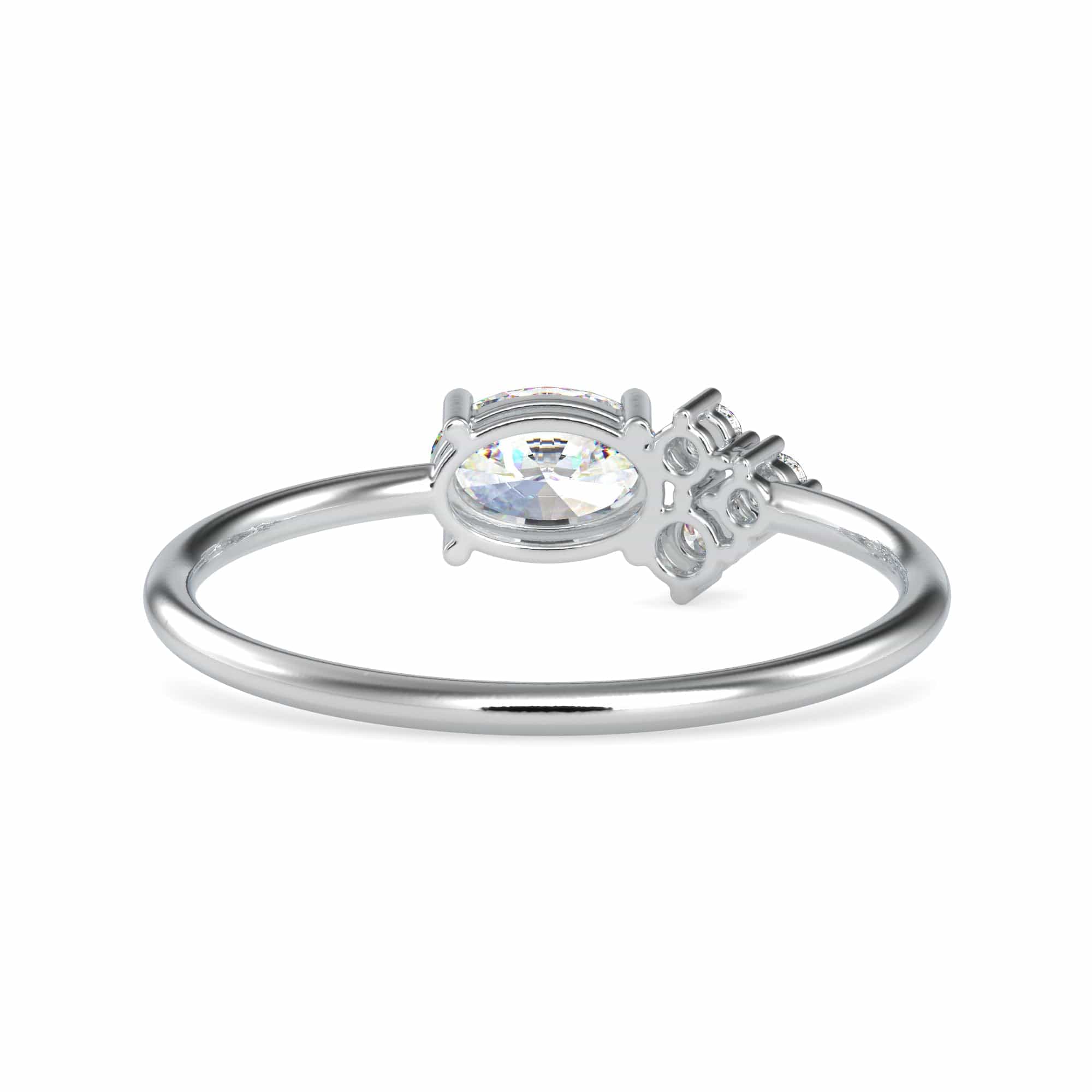 Jewelove™ Rings VS I / Women's Band only Oval Cut Solitaire with Round Brilliant Cut Diamond Platinum Ring JL PT 0687