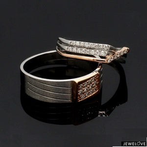 Parallel Paths Platinum Couple Rings with Rose Gold Diamonds JL PT 966  Both SI IJ