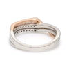 Black View of Parallel Paths Platinum Couple Rings with Rose Gold & Diamonds JL PT 966