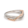 Sice View of Parallel Paths Platinum Couple Rings with Rose Gold & Diamonds JL PT 966