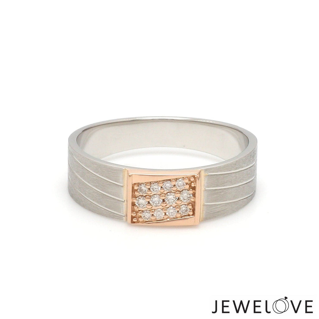 Jewelove™ Rings Parallel Paths Platinum Couple Rings with Rose Gold & Diamonds JL PT 966