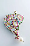 Pink and Cyan Enamel Diamond Polki Pendant by Suranas Jewelove - Suranas Jewelove
 - 1