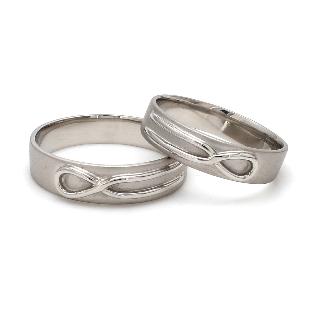 Front View of Plain Infinity Knot Platinum Love Bands SJ PTO 115