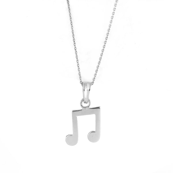 IMG_9025 Plain Pendant Musical Note Pendant JL PT E 157 Actual Photo in Chain. How the pendant looks when it is hanging in a chain