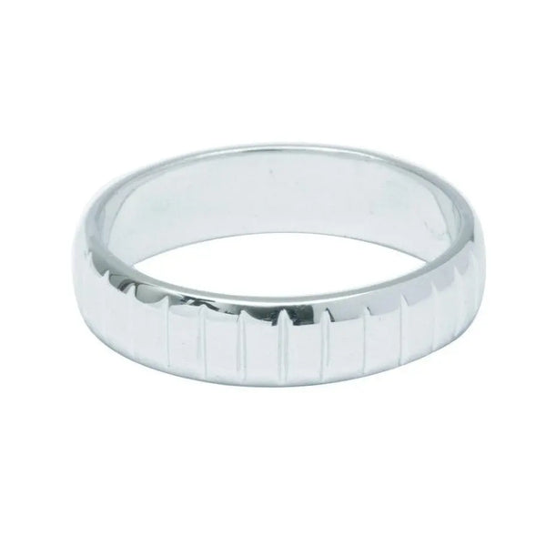 Jewelove™ Rings Men's Band only Plain Platinum Band with Stripes for Men JL PT 483
