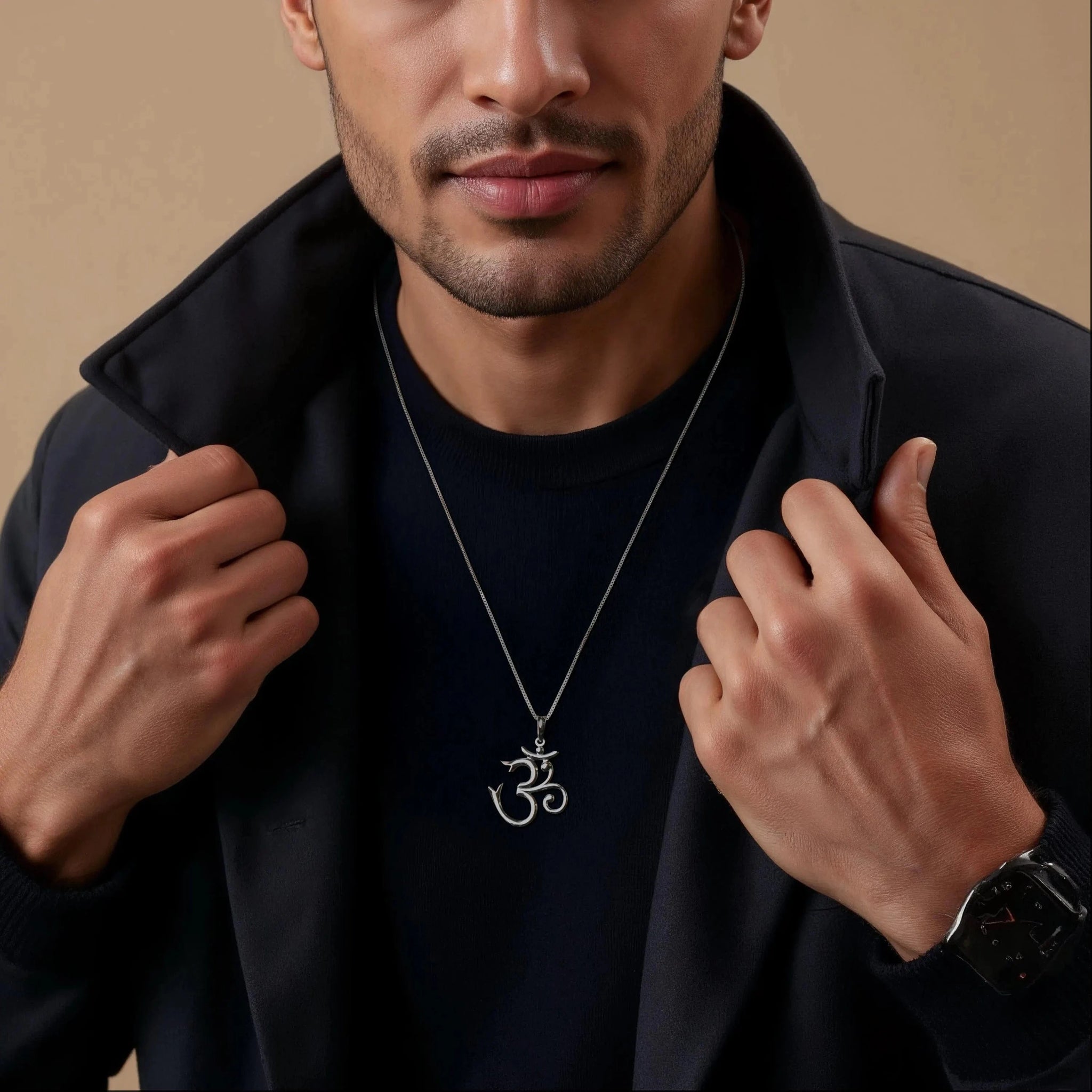 Jewelove™ Pendants Plain Platinum Om Pendant JL PT OM-3