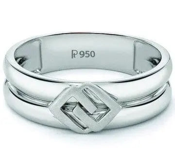 Plain Platinum Ring for Men with Grooves SJ PTO 293