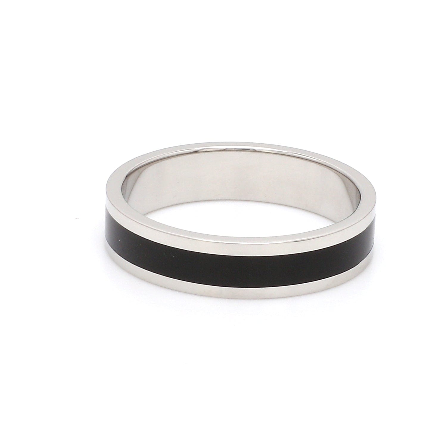 Plain Platinum Ring with Black Enamel for Men JL PT 1118