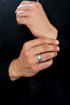 Jewelove™ Rings Men's band only Plain Platinum Ring with Blue Enamel for Men JL PT 1119