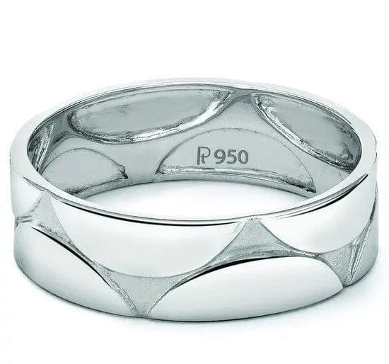 Plain Platinum Ring with Grooves for Men SJ PTO 231 - Suranas Jewelove
