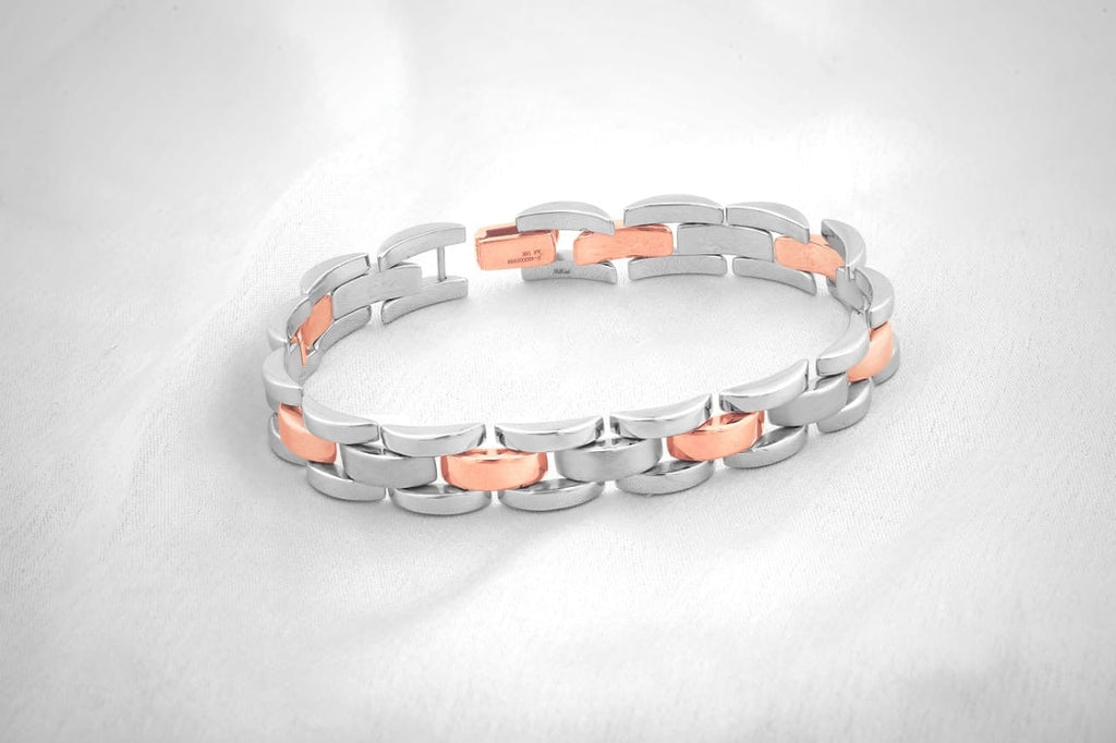 Jewelove™ Bangles & Bracelets Platinum and Rose Gold Bracelet for Men JL PTB 0377