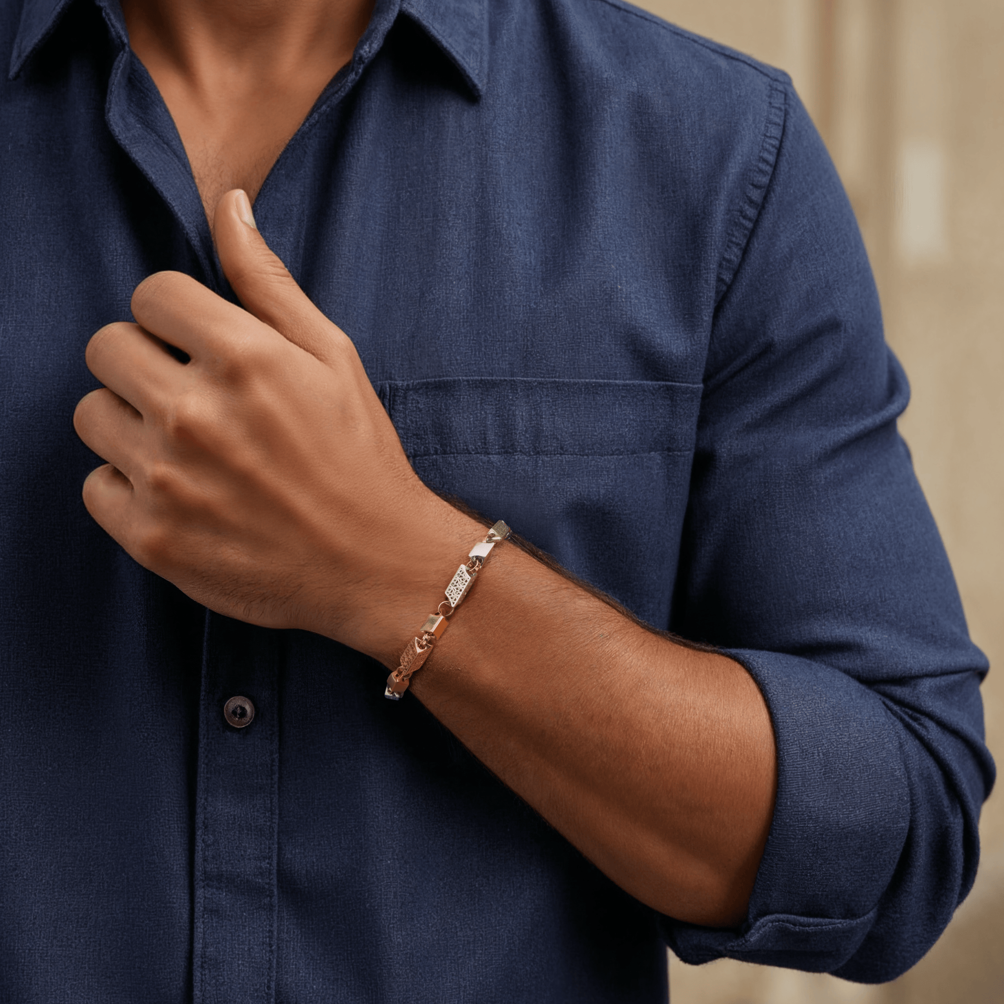 Jewelove™ Bangles & Bracelets Platinum and Rose Gold Bracelet for Men JL PTB 838