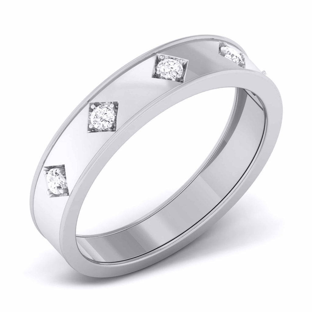 Jewelove™ Rings SI IJ / Men's Band only Platinum Band for Men with 5 Diamonds JL PT 5851