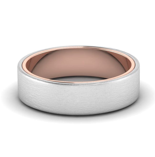 Front View of Matte Finish Platinum Band with Rose Gold Base JL PT 637