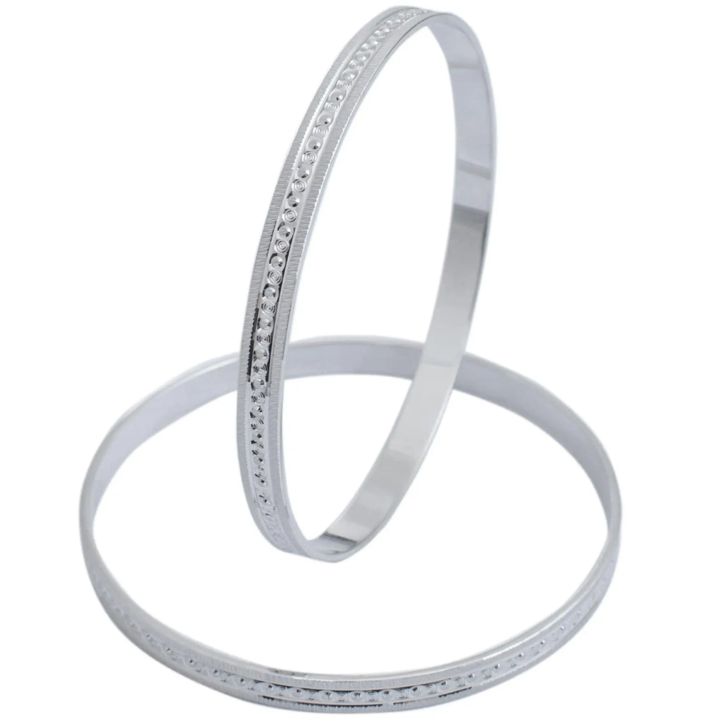 Jewelove™ Bangles & Bracelets Pair Platinum Bangle for Women with Centre Lining of Diamond Cutting JL PTB 624