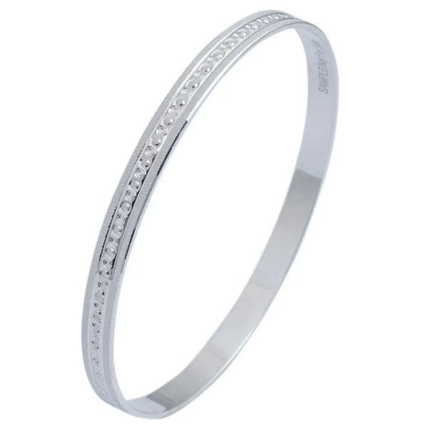 Jewelove™ Bangles & Bracelets Single Platinum Bangle for Women with Centre Lining of Diamond Cutting JL PTB 624