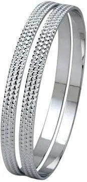 Platinum Bangle with Full Diamond Cut SJ PT 307 - Suranas Jewelove
