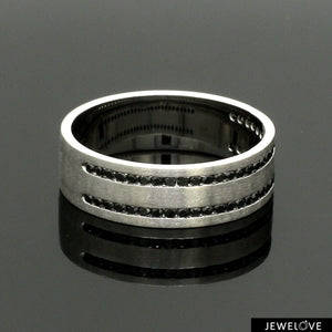 Platinum Black Diamond Double Line Ring for Men JL PT 1400