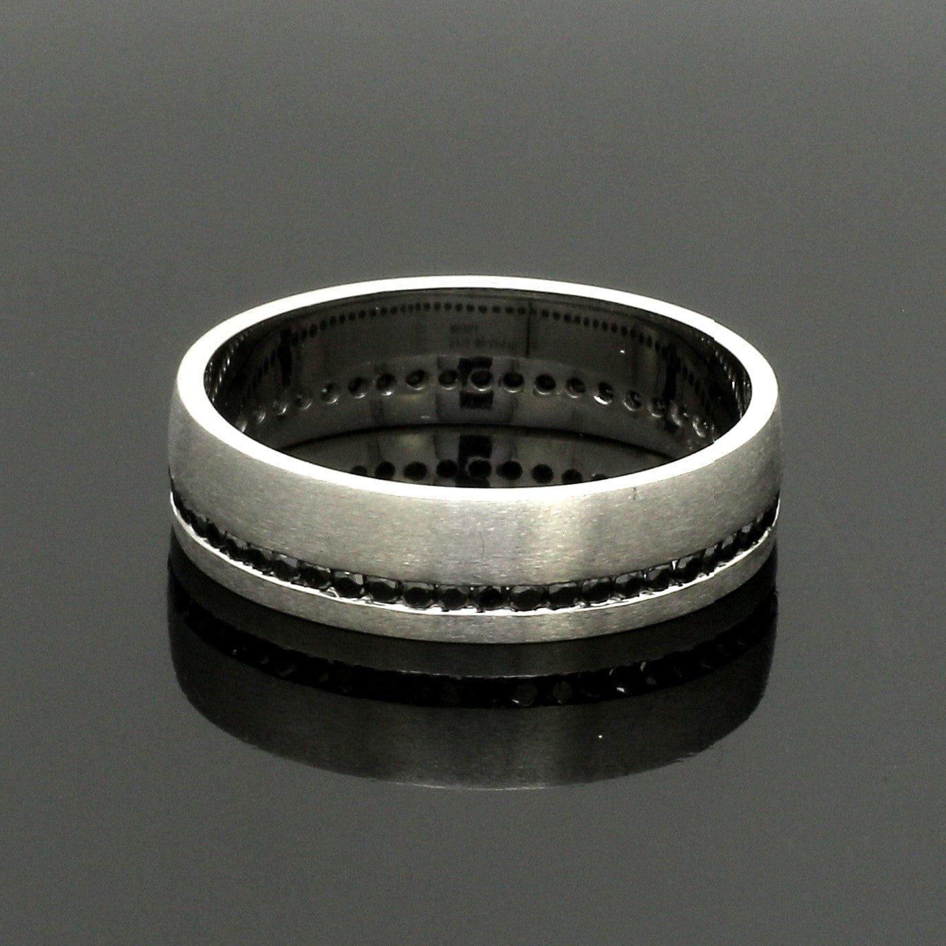 Jewelove™ Rings Men's Band only Platinum Black Diamond Line Ring for Men JL PT 1401