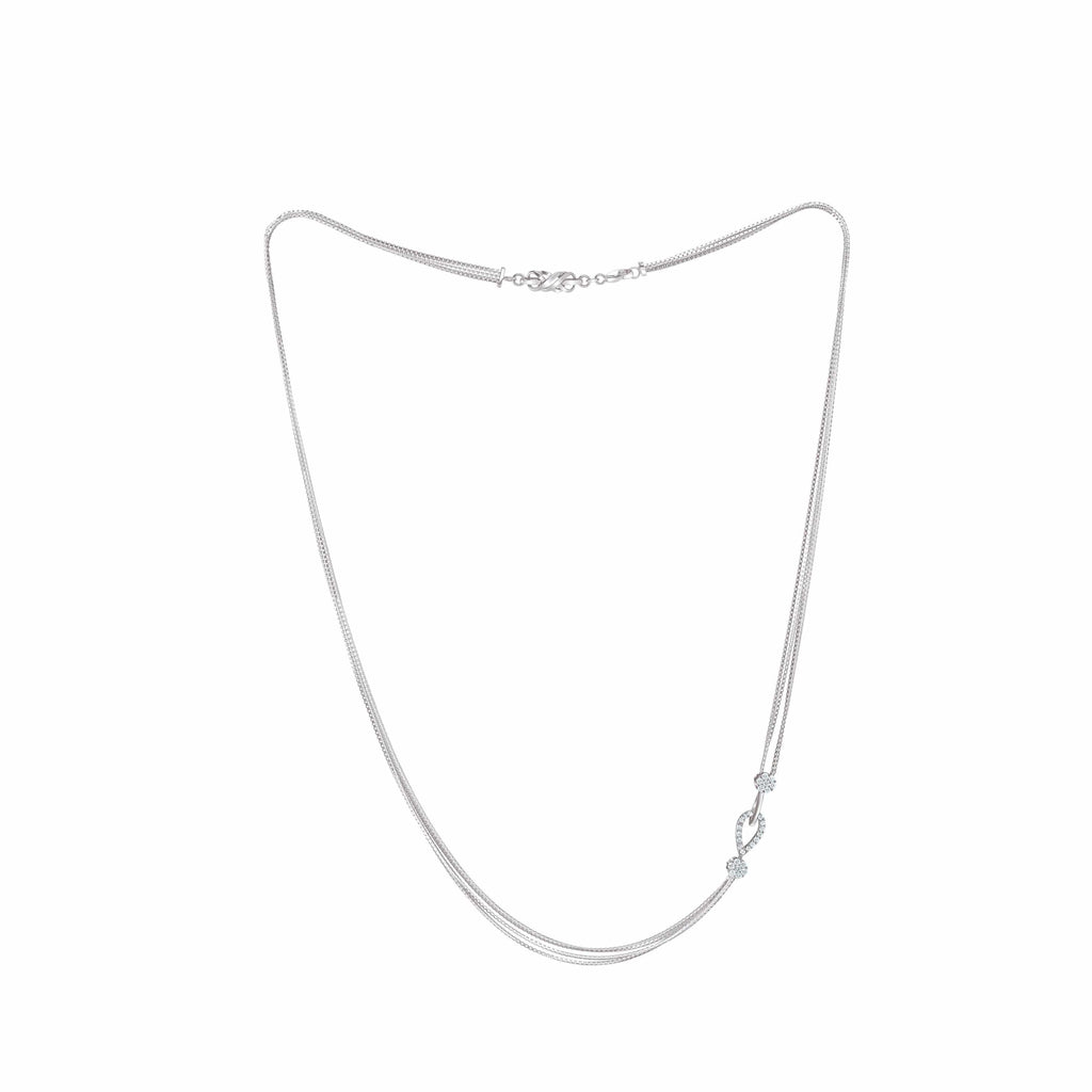 Jewelove™ Chains 18 inches Platinum Chain with Small Diamond Brooch for Women JL PT CH 993