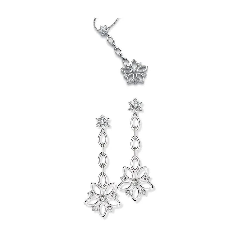 Jewelove™ Earrings Both Platinum Chandeliers Earrings Pendant with Diamonds, Hanging Flowers SJ PTO E 148